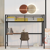 Bellemave® Metal Loft Bed with Desk and Metal Grid - Bellemave